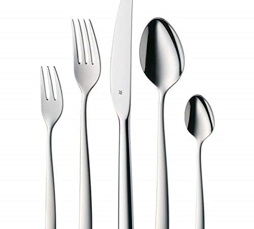 WMF Boston Edelstahl Besteck Set 6 Personen, Essbesteck Set 30 teilig, Monobloc-Messer, Cromargan Edelstahl poliert, spülmaschinenfest