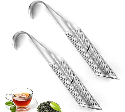 2 Stücks Teesieb aus Edelstahl, Tea Strainers Feinmaschiges Teestab Teefilter mit Hängendem Hakengriff Teefilter für Tee, Rose, Kaffee, Gewürze, Teefilter, Pfeife, Teesteil