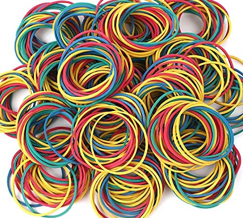 200 Stück Bunte Gummibänder, 38mm Gummiringe Elastische Gummi Bänder für Haare, Haushalt,Stifte, Katapulte, Rechnungen, Bankpapier, Bürobedarf