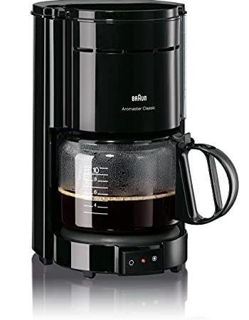 Braun Kaffeemaschine KF 47 BK - Filterkaffeemaschine mit Glaskanne für klassischen Filterkaffee, Aromatischer Kaffee dank OptiBrew-System, Tropfstopp, Abschaltautomatik, Schwarz