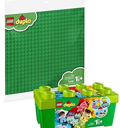 BRICKCOMPLETE Lego Duplo 2er Set: 10913 Steinebox & 2304 Große Bauplatte, grün