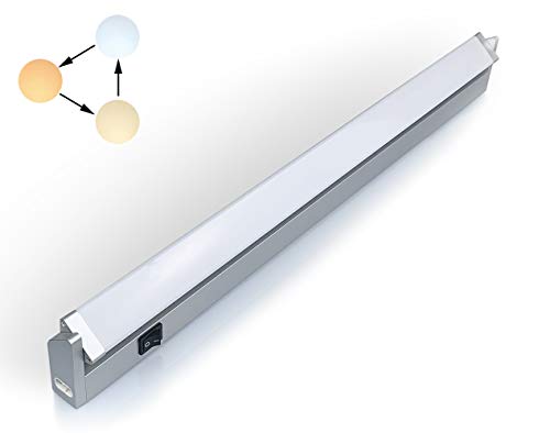 Led Unterbauleuchte Schwenkbar Küchenlampe Unterbau Schrankbeleuchtung mit Schalter Schrauben Dübel Verbindungskabel Warmweiß 3 Farbton Neutralweiß Kaltweiß 560 Lumen 56 cm