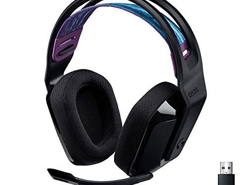 Logitech G535 LIGHTSPEED Kabelloses Gaming-Headset – Leichter On-Ear-Kopfhörer, flip to mute Mikrofon, Stereo, kompatibel mit PC, PS4, PS5, aufladbar über USB – Schwarz