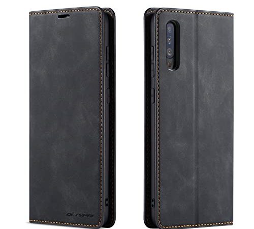QLTYPRI Hülle für Samsung Galaxy A50, Premium Dünne Ledertasche Handyhülle mit Kartenfach Ständer Flip Schutzhülle Kompatibel mit Samsung Galaxy A30S A50 A50S - Schwarz