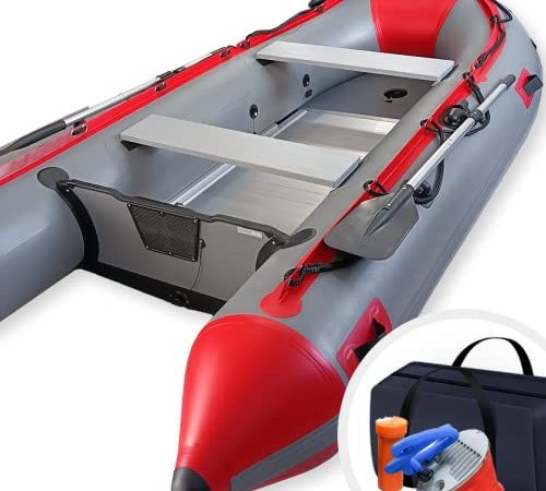 Schlauchboot 3,30m für 5+1 Personen - 330 x 155cm, max 566kg, Alupaddel, Aluboden, Fußluftpumpe, Zubehör, PVC - Motorboot, Ruderboot, Paddelboot, Angelboot, Gummiboot, Freizeitboot 5 Erwachsene + Kind