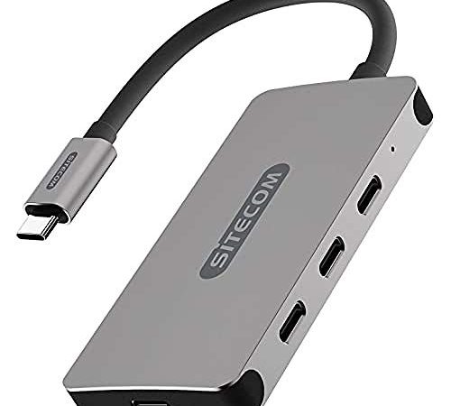 Sitecom CN-386 USB-C Hub 4 Port | USB-C auf 3X USB-C + 1x UBS-C Power Delivery Port Adapter mit 10 Gbit/s Daten, 7,5 W Leistung - für MacBook Pro/Air, Chromebook und weitere USB Typ C Geräte