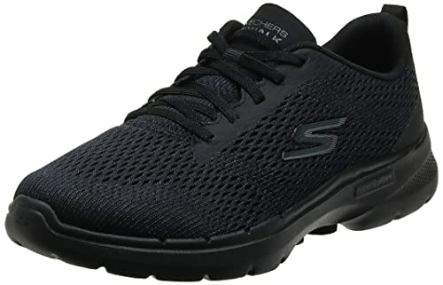 Skechers Damen GO Walk 6 Bold Vision Sneakers,Sports Shoes, Black Textile/Trim, 39 EU