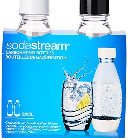 SodaStream 3000047 Flaschen, PET, 0,5 l, Weiß / Schwarz, 2 Stück