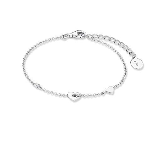 s.Oliver Armband 925 Sterling Silber Damen Armschmuck, mit Zirkonia synth, 16+3 cm, Silber, Herz, Kommt in Schmuck Geschenk Box, 2017226