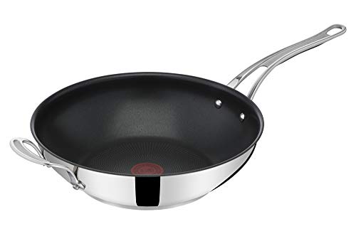 Tefal E30688 Jamie Oliver Cook`s Classic Wokpfanne 30 cm | Antihaftversiegelung | sicher | Thermo-Signal | genieteter Silikon-Griff | induktionsgeeignet | ofenfest | Edelstahl