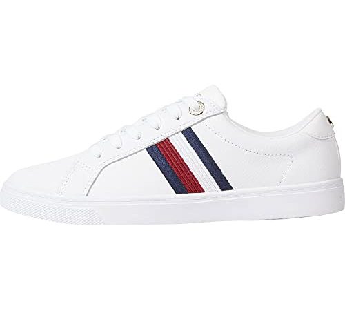 Tommy Hilfiger Damen Essential Stripes Cupsole Sneaker, Weiß, 40 EU