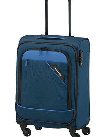 travelite 4-Rad Weichgepäck Koffer Handgepäck erfüllt IATA Bordgepäck Maß mit TSA Schloss + Aufsteckfunktion, Gepäck Serie DERBY: Stilvoller Trolley in Two-Tone-Optik, 55 cm, 41 Liter