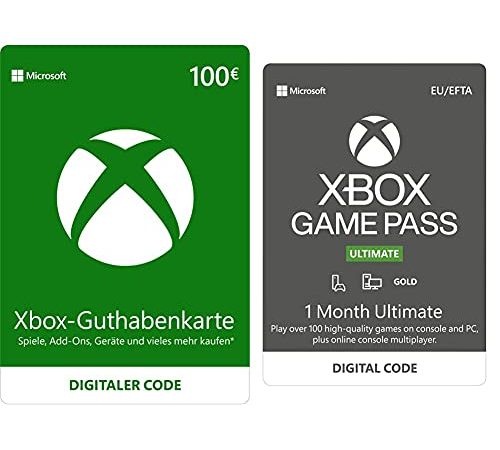 Xbox Live 100 EUR Guthaben (Download Code) + Xbox Game Pass Ultimate 1 Monate Mitgliedschaft (Download Code)