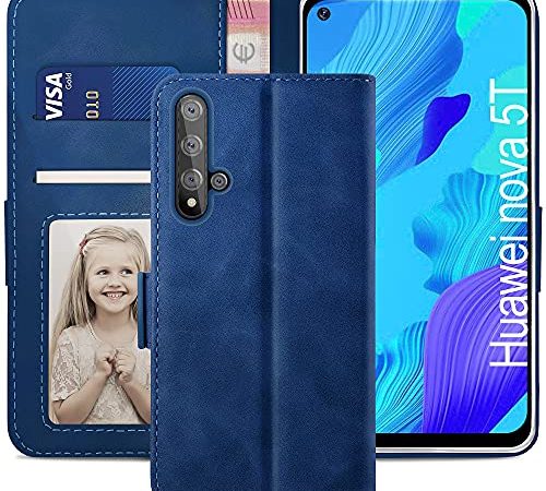YATWIN Handyhülle Huawei Honor 20 Hülle, Klapphülle Huawei Honor 20 / Nova 5T Premium Leder Brieftasche Schutzhülle [Kartenfach][Magnet][Stand] Handytasche für Huawei Honor 20 / Nova 5T Case, Blau