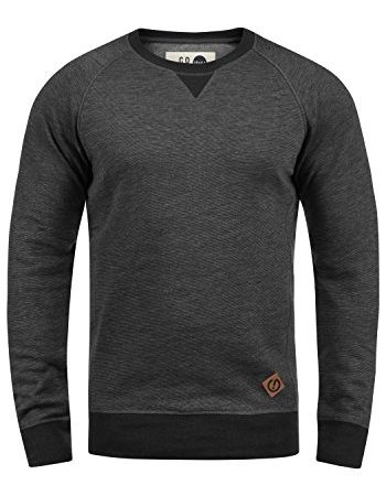 !Solid VituNeck Herren Sweatshirt Pullover Pulli Mit Rundhalsausschnitt, Größe:L, Farbe:Med Grey (8254)