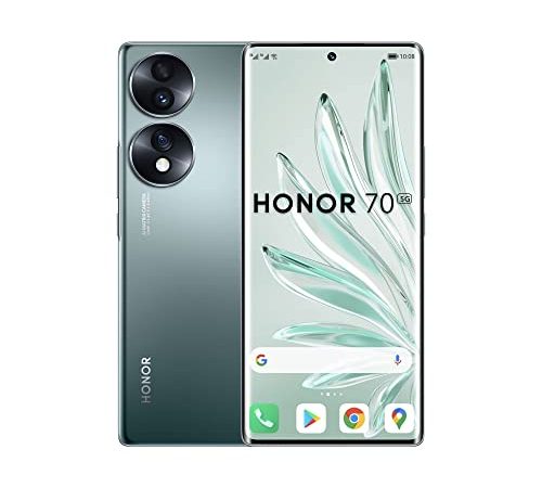 Honor 70 Smartphones 5G, 8+128 GB, gebogenes OLED-Display 6,67 Zoll 120 Hz, Dreifachkamera Rückkamera 54 MP mit Android 12, 4800 mAh Akku + Schnellladung 66 W, Emerald Green