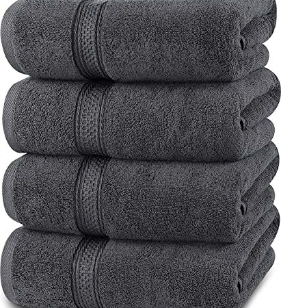 Utopia Towels 4 Stück Badetücher Set Premium 100% Ringgesponnene Baumwolle - Schnell Trocknend, Sehr Saugfähig, Weiches Gefühl Handtücher, Perfekt für den Täglichen Gebrauch (Grau)
