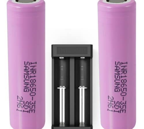 Akku-Schnellladegerät für Lithium-Ionen (Li-Ion) 3A - 2-Fach inkl. 2X Samsung 35E Lithium Batterie/Akku - Typ: 18650, 3,7 Volt mit 3450 mAH | XTAR SC2