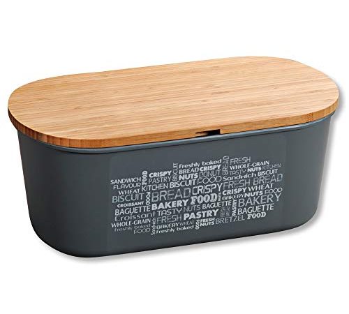 KESPER | Brotbox, Material: Bambus, Kunststoff, Maße: B 34 x T 18 x H 14 cm, Farbe: Grau | 58501