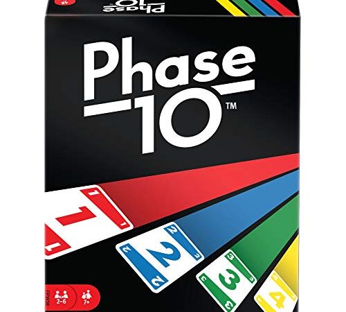 MATTEL Phase 10 - Spannendes Kartenspiel in der deutschen Version, von den UNO-Machern, 10 verschiedene Phasen, Rommé-ähnlich, für 2-6 Spieler, FPW38