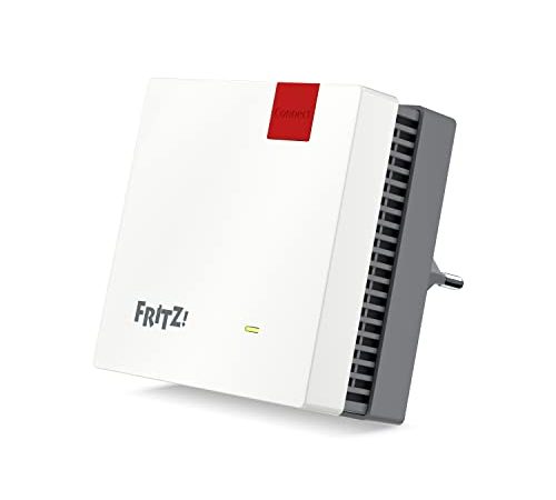 AVM FRITZ!Repeater 1200 AX (Wi-Fi 6 Repeater) ausgestattet mit zwei Funkeinheiten: 5-GHz-Band (bis 2.400 Mbit/s), 2,4-GHz-Band (bis 600 Mbit/s), deutschsprachige Version), Weiss