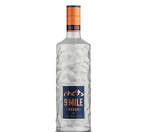 9 Mile Vodka 1 Liter (37,5% Vol.) - inkl. LED-Beleuchtung - Granite Rock Filtrated Premium Wodka - 4-fach destilliert - Milder Geschmack - Bekannt aus Deutschrap & HipHop - Als Longdrink oder Shot