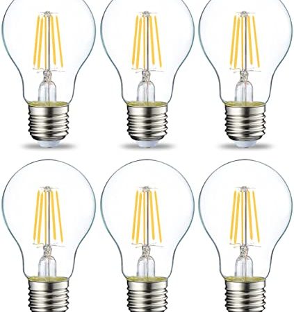 Amazon Basics LED-Leuchtmittel, Edison-Sockel E27, 4,3 W (entspricht 40-W-Glühbirne), nicht dimmbar, klares Filament, 6 Stück