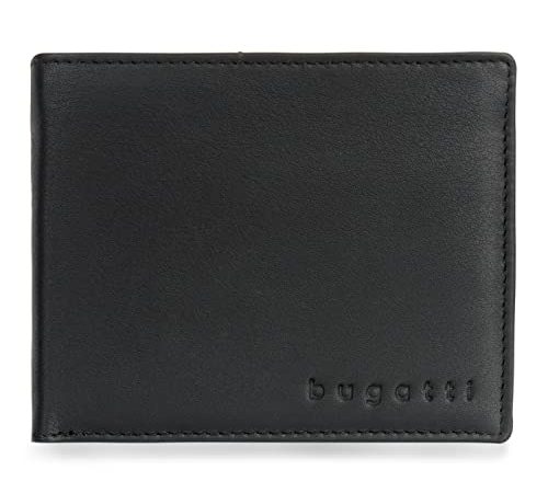 Bugatti Lima Geldbörse Herren Leder – Portemonnaie Herren Querformat Schwarz – Geldbeutel Portmonee Wallet Brieftasche Männer Portmonaise