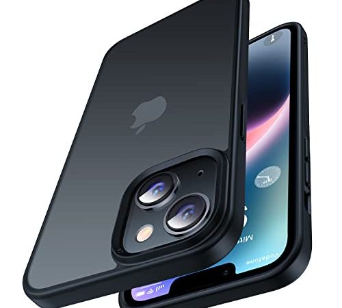 CASEKOO Matt Power für iPhone 14 Hülle, iPhone 13 Hülle [SGS-Militärschutz] Stoßfeste Kratzfeste Schutzhülle (Anti-Fingerabdruck) Slim Case Dünne Griffige Mattierte Handyhülle iPhone 14/13 - Schwarz