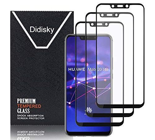 Didisky [3 Stück] Schutzfolie Kompatibel mit Huawei Mate 20 Lite, 9H Hartglas, Keine Blasen, High Definition Schutzfolie, Einfach anzuwenden, Fall-freundlich (Schwarz)