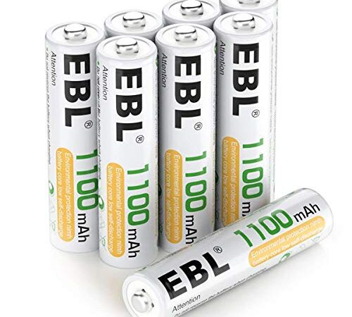 EBL AAA Akku 1100mAh 8 Stück - wiederaufladbare Batterien AAA, Typ NI-MH Batterien, geringe Selbstentladung mit Akkubox, AAA Akkubatterien