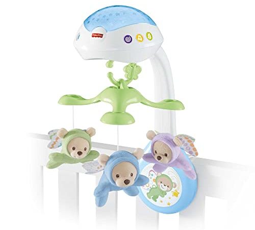 Fisher-Price CDN41 - 3-in-1 Traumbärchen Mobile Nachtlicht mit beruhigender Musik und White Noise mit Sternenlichtern Babyerstausstattung, ab 0 Monaten