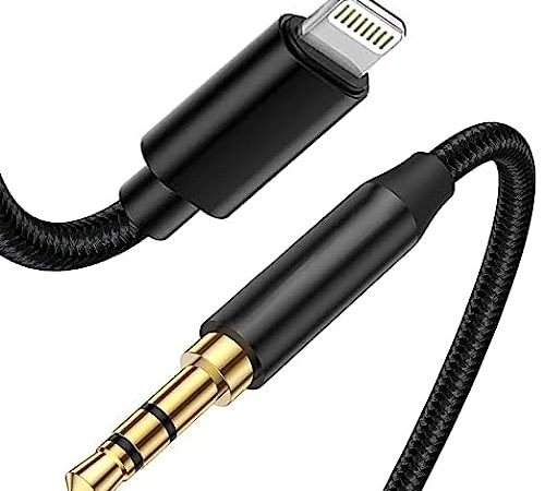 Giochem Car AUX Cable for iPhone to 3.5 mm Audio Cable, 1 m Stereo Audio Cable Nylon Braided High-Quality AUX Cable for phone,pad,Headphones,Cars,PCs,Speakers,Stereo Systems,MP3 Players etc