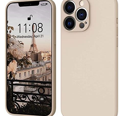 Hülle Silikon Case, ORDA Hanyhülle Ultra Dünn Slim mit Microfiber, Kratzfeste Rundumschutz Schutzhülle für iPhone 13 Pro 6.1'' Khaki