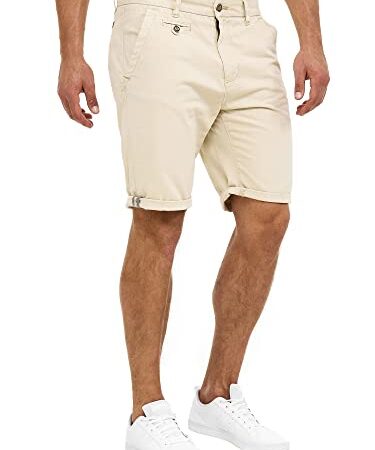 Indicode Herren Cuba Chino Shorts mit 5 Taschen | Bermuda Herren Chino Shorts f. Männer Fog L