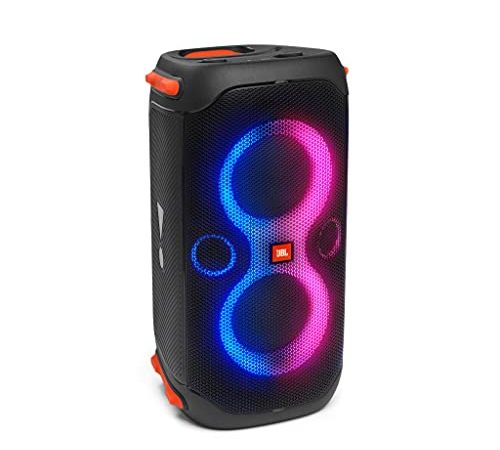 JBL PartyBox 110 in Schwarz – Trag- und rollbarer Bluetooth Party-Lautsprecher mit Lichteffekten – Spritzwassergeschützte, mobile Musikbox mit Akku