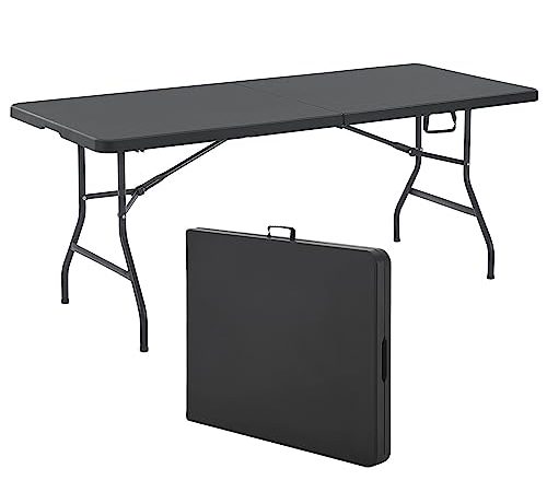 Juskys Klapptisch Buffettisch XL klappbar - groß, bis 180 kg belastbar - Kunststoff Tisch - Camping, Garten & Party - Campingtisch Gartentisch Schwarz