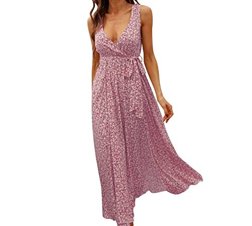 Kleid Damen Elegant Sale Angebote Ärmellos Sexy Sommerkleider Blumen Strandkleider Boho Kleid Meine bestellungen anzeigen V-Ausschnitt Strandkleider Einfarbig A-Linie Kleid Elegant Neckholder Bac