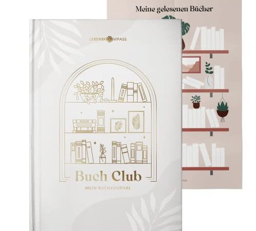 LEBENSKOMPASS Buchclub - Das Lesetagebuch & Book Journal PEARL - Hardcover DIN A5 Tagebuch für Erwachsene - Book Reading Bullet Journal Tracker - Booktok