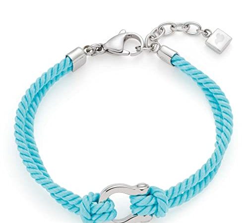 Leonardo Jewels Armband Gigi, Armschmuck aus Kordel mit Zierschnalle Verschluss silber Edelstahl, hellblau 17,5-20 cm, Damen Schmuck 1 Stück, 022826