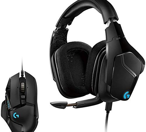 Logitech G635 LYGHTSYNC RGB-Gaming-Headset + G502 HERO High-Performance Gaming Maus, HERO 16000 DPI Optischer Sensor, RGB-Beleuchtung, Gewichtstuning, 11 Programmierbare Tasten