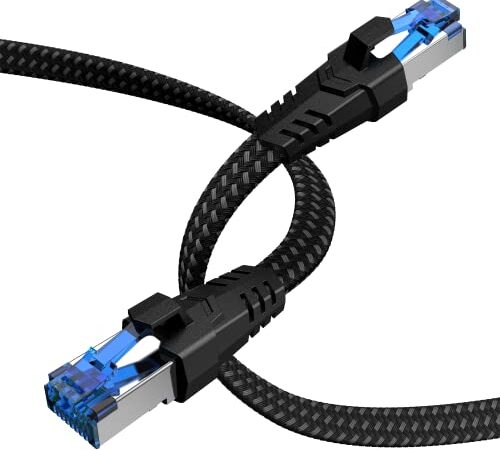 Nixsto Ethernet Kabel Cat 8-0.5M 1M 5M 10M 15M 20M 30M LAN Kabel, 40Gbps 2000MHz Hochgeschwindigkeits Netzwerkkabel, Flach RJ45 Gigabit POE Nylongeflecht Internet Patchkabel für Switch, PC, TV, Modem