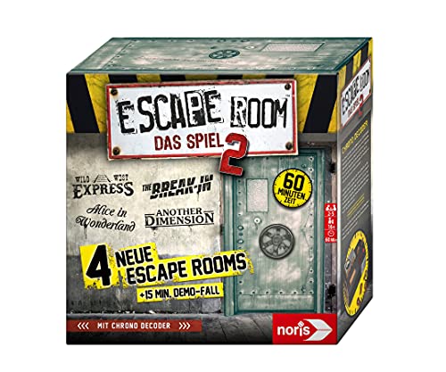 Noris 606101891 Escape Room 2 (Grundspiel) Familien und Gesellschaftsspiel für Erwachsene, inkl. 4 Fällen und Chrono Decoder, ab 16 Jahren