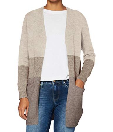 ONLY Damen Strickjacke Queen 15158746 Sand Stripes/beige Woodsmoke M