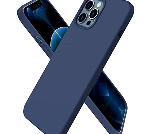 ORNARTO kompatibel mit iPhone 12 Pro Max 6,7 Silikon Case, Hülle Ultra Dünne Voller Schutz Flüssig Silikon Handyhülle Schutz für iPhone 12 Pro Max(2020) 6,7 Zoll Dunkelmarine