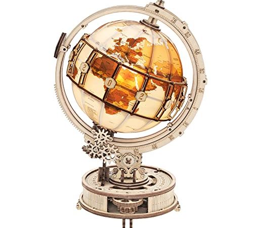 ROKR Holzpuzzle Erwachsene 3D Holz Puzzle Modell Mit Globus Modellbau, 180 Teilen, Luminous Globe