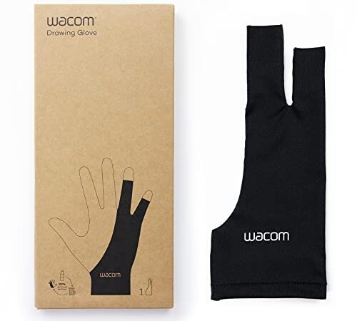 Wacom Drawing Glove – Handschuh zum Zeichnen auf dem Grafik-Display (für Rechts- und Linkshänder, Zeichenhandschuh, schwarz), Black, Unique size