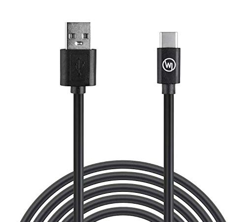 Wicked Chili 1 Stück 500cm USB-C Verlängerung/Ladekabel kompatibel mit PS5 Dualsense, Nintendo Switch Pro, Xbox Series X Wireless USB C Controller, Play and Charge Kit (5m, extra lang, schwarz)