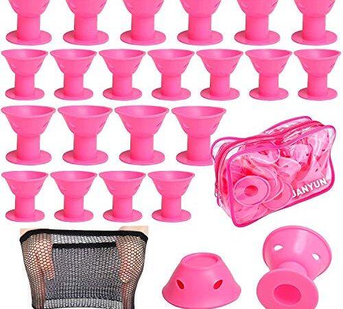 40 Stück Silikon Lockenwickler über Nacht Groß Magie Lockenwickler Haar Lockenwickler ohne Hitze Hair Curler für Lange Kurze Haare (Dark Pink)