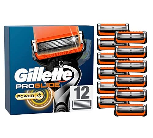 Gillette ProGlide Power Rasierklingen, 12 Ersatzklingen für Nassrasierer Herren mit 5-fach Klinge